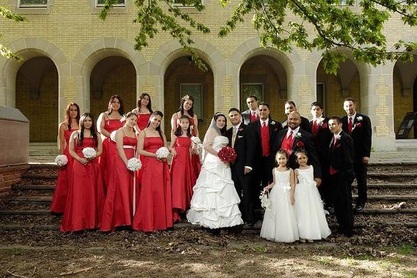 Red roses and off white