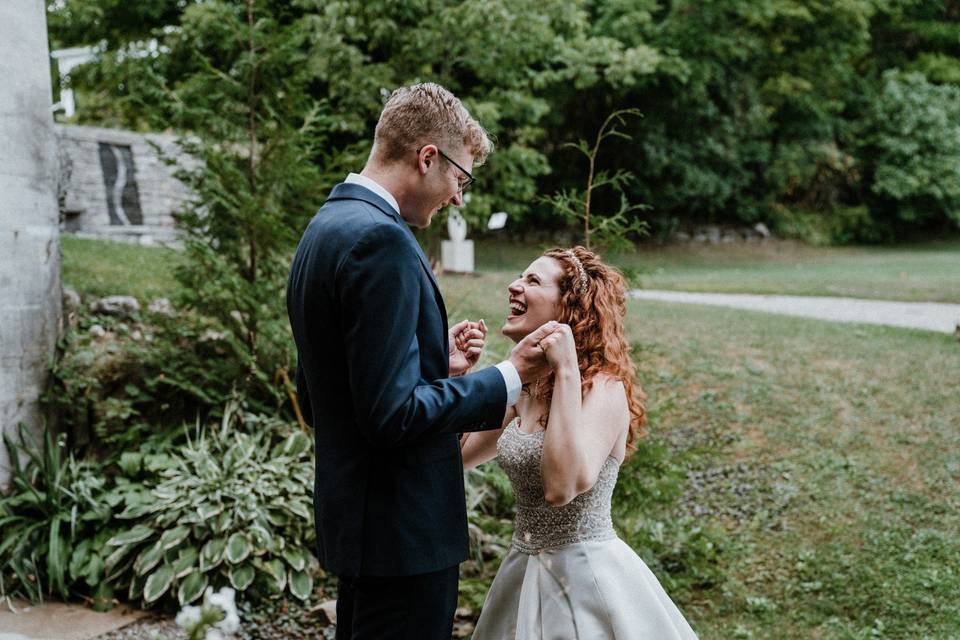 Bride and groom first look