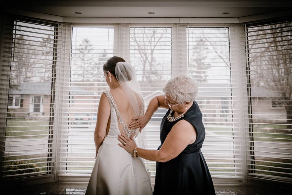 Bride getting ready