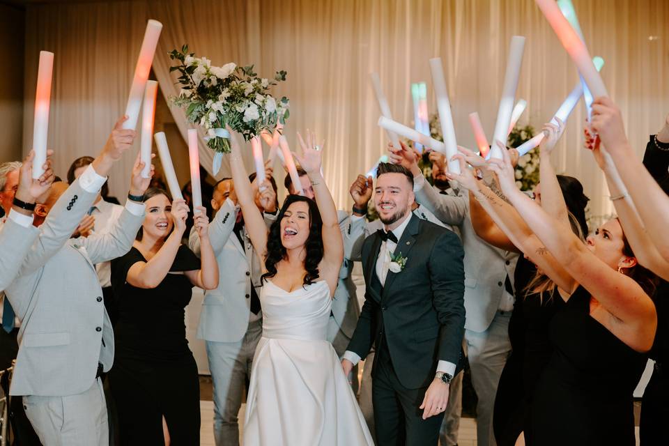 Bride and groom celebrating