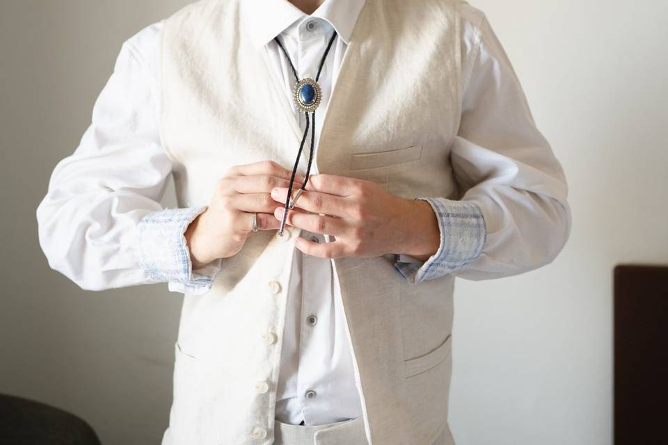 Groom getting ready