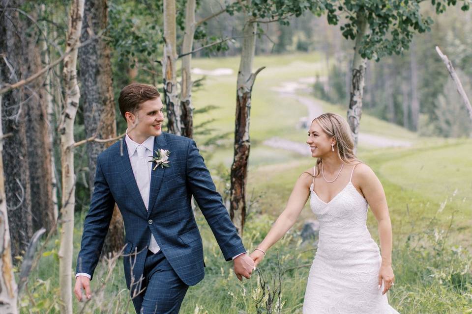 Couple walking holding hands