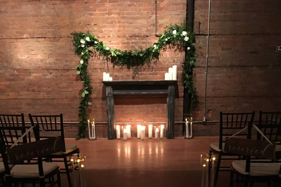 Indoor Ceremony - Brick Wall