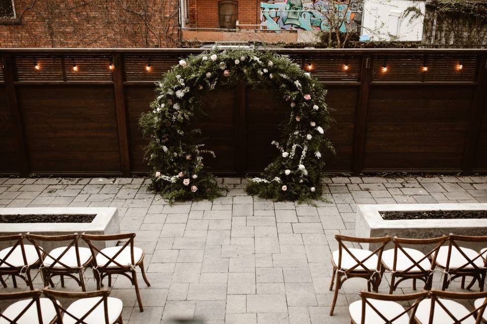 Rainy ceremony set up