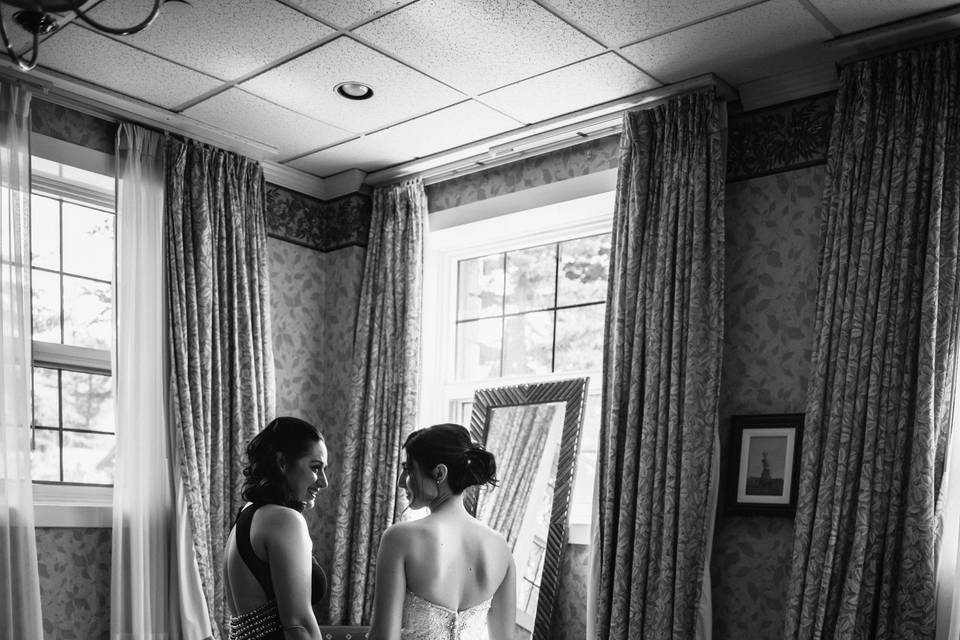Bride and mom moment