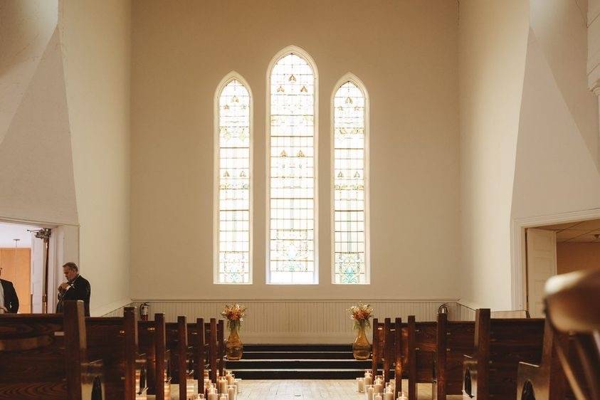 Aisle decor and stained glass