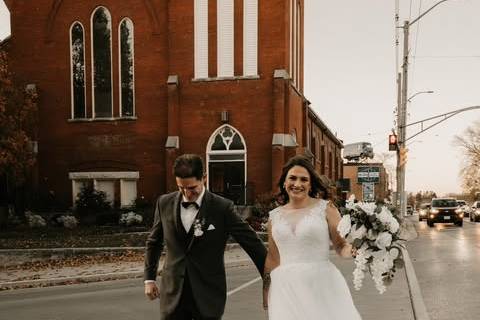 Exterior  with happy couple