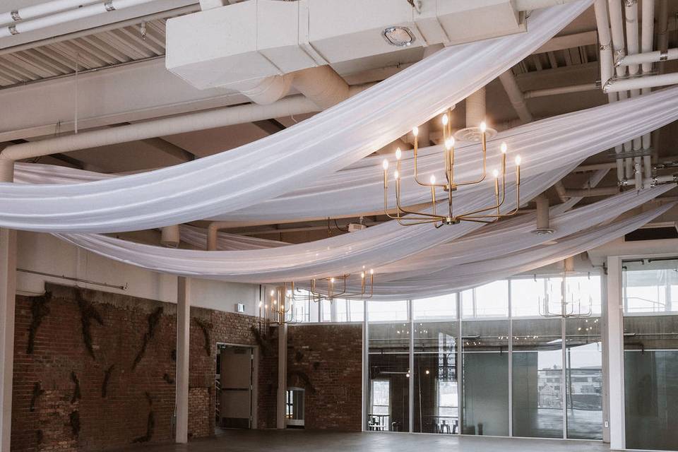 Ballroom with ceiling draping