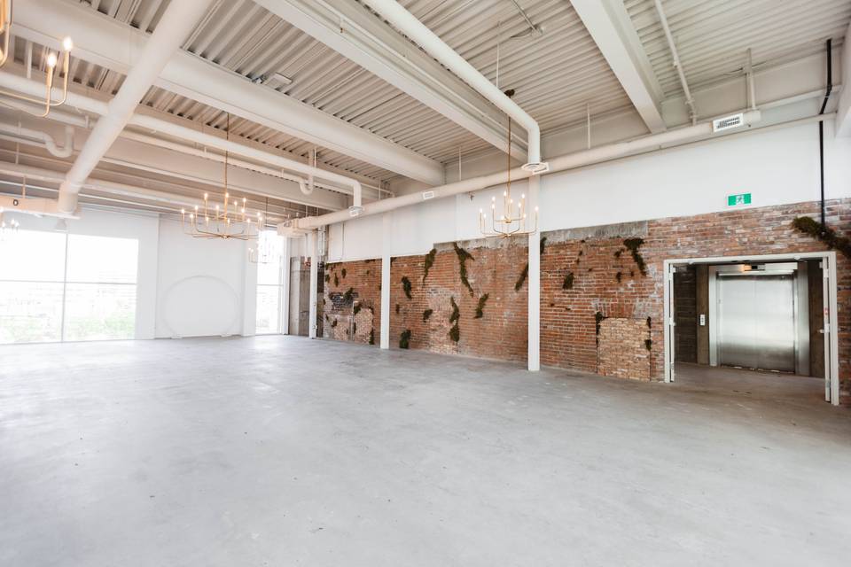 Ballroom east brick wall