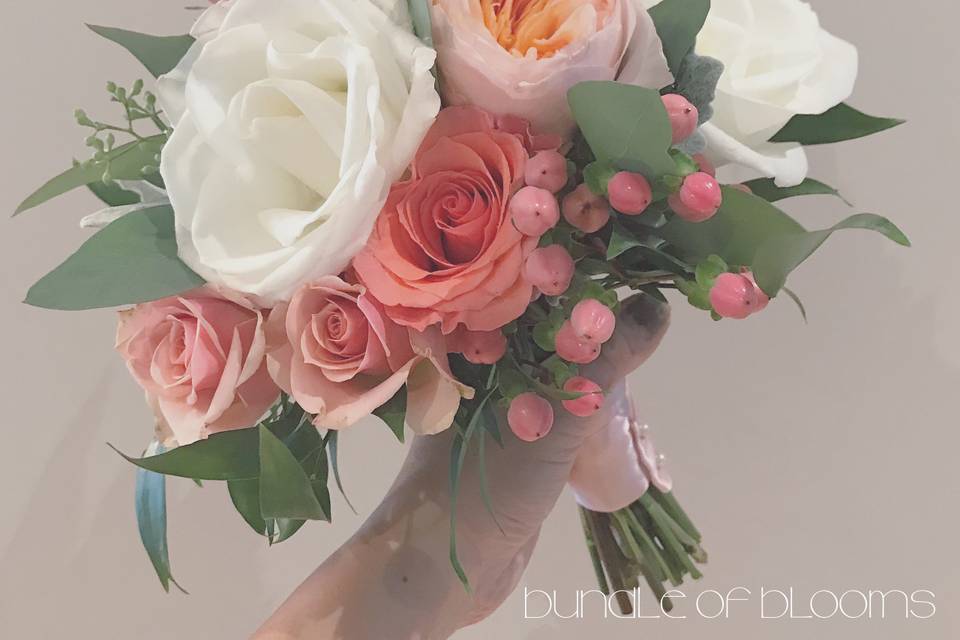 Coral peach bridesmaid bouquet
