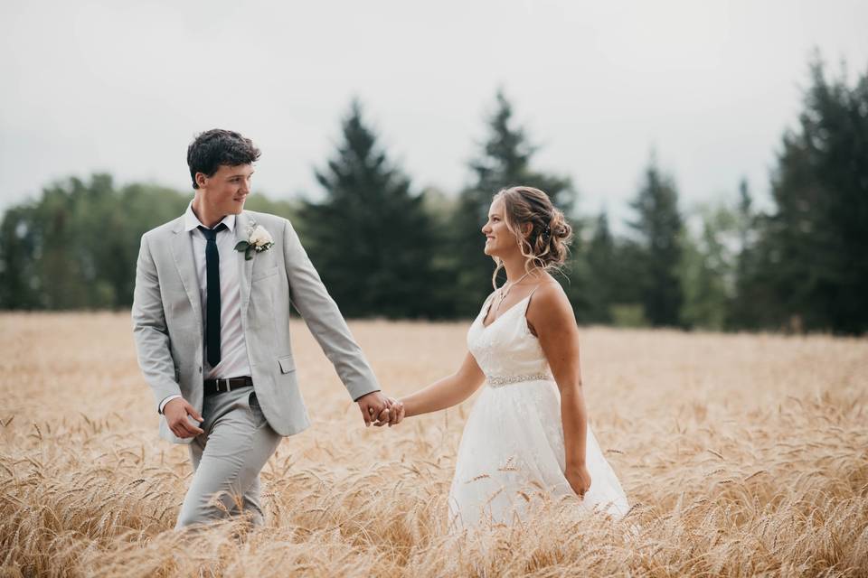Wedding wheat field