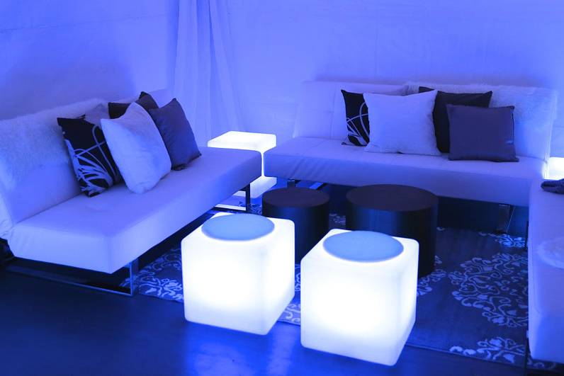 LED Cube Seats, White Sofa