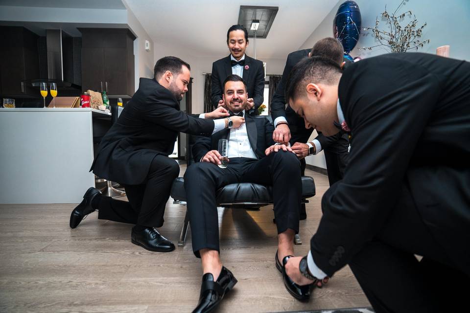 Groom Getting Ready