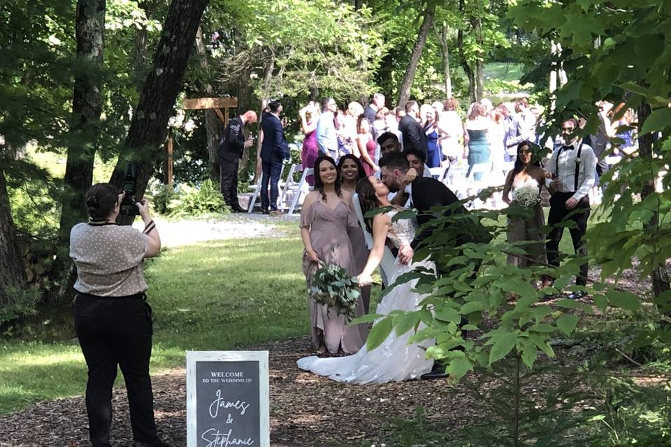 Bride and Groom kiss