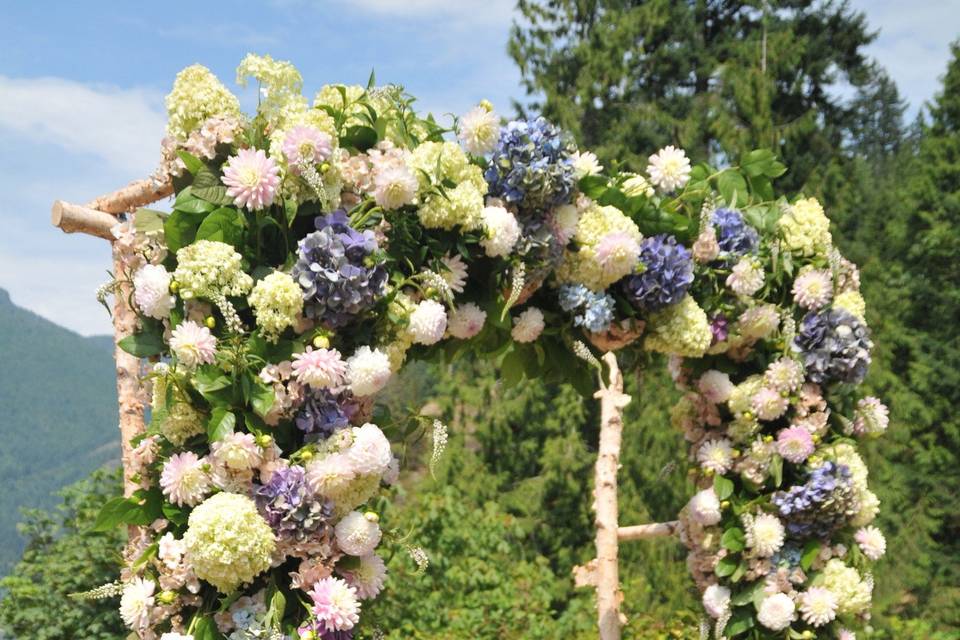 Birch Wood Arch w/ floral