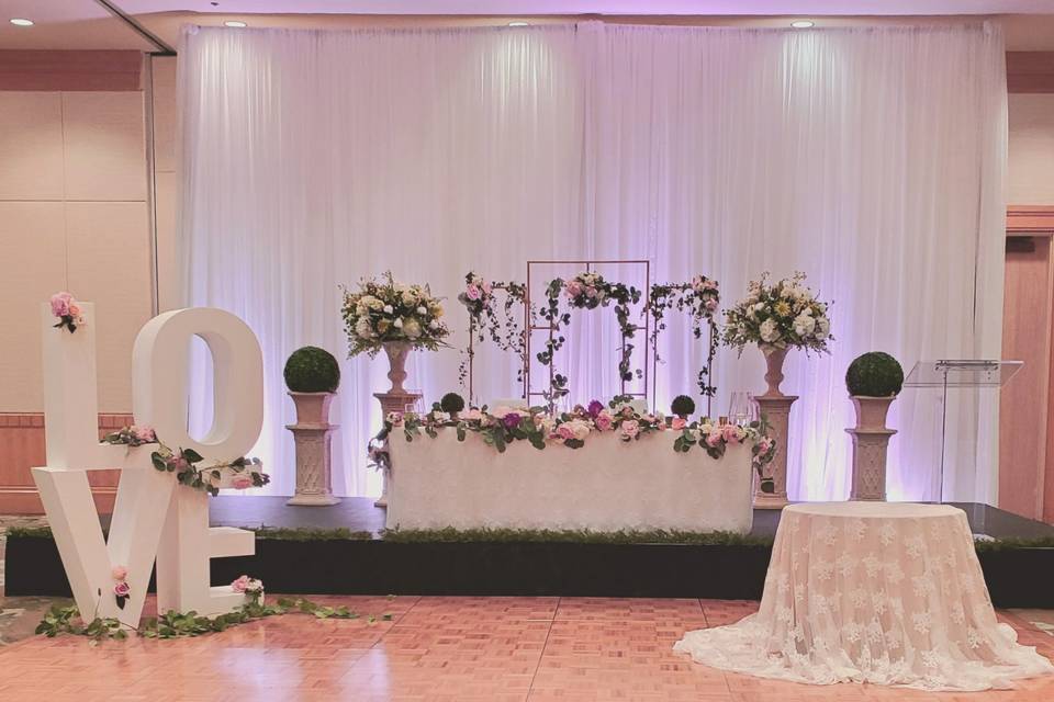 Backdrop and head table decor