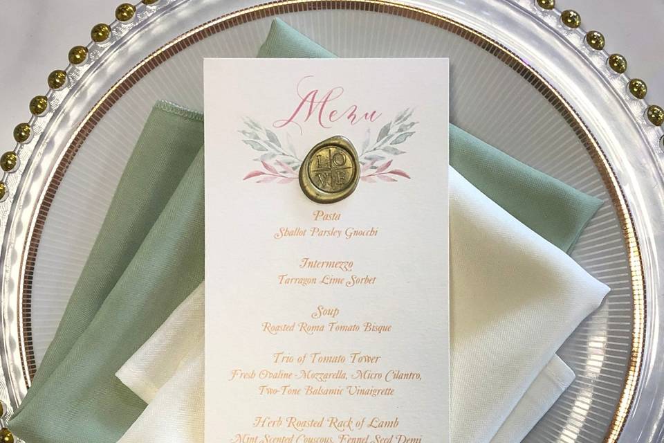 Custom Menu with Wax Seal