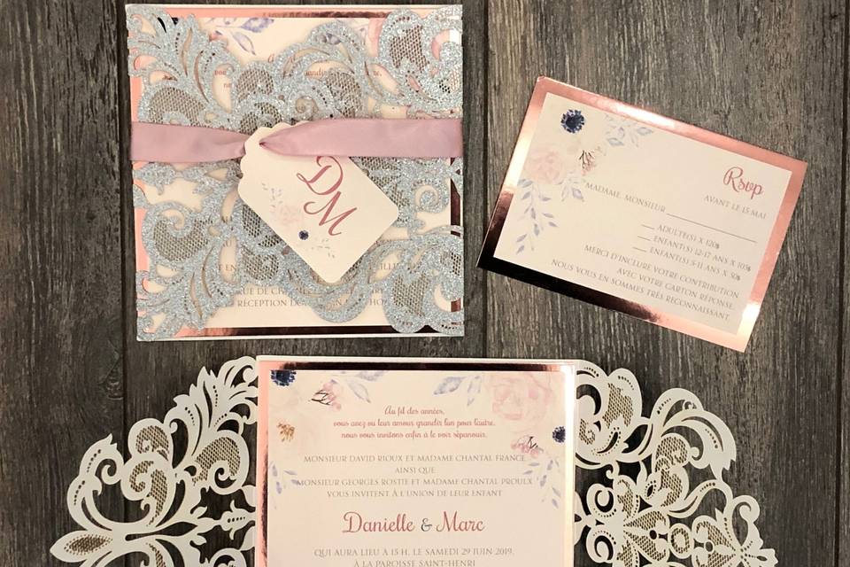 Glitter Laser Cut Invites