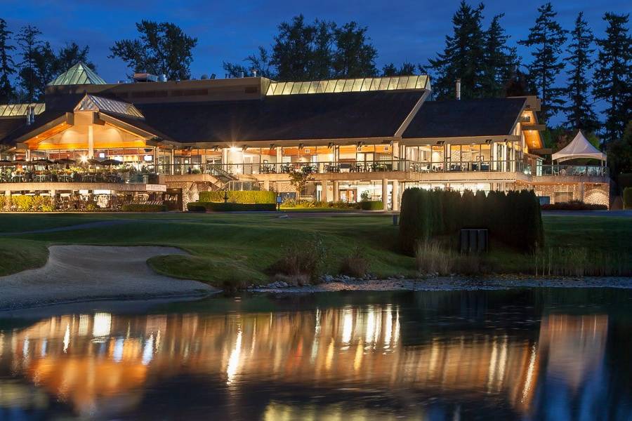 The club house at night