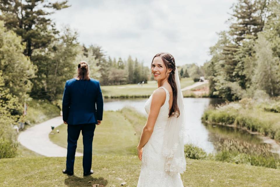 First look wedding photo