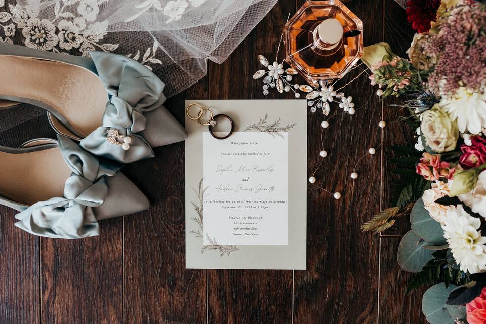 Flat lay wedding details