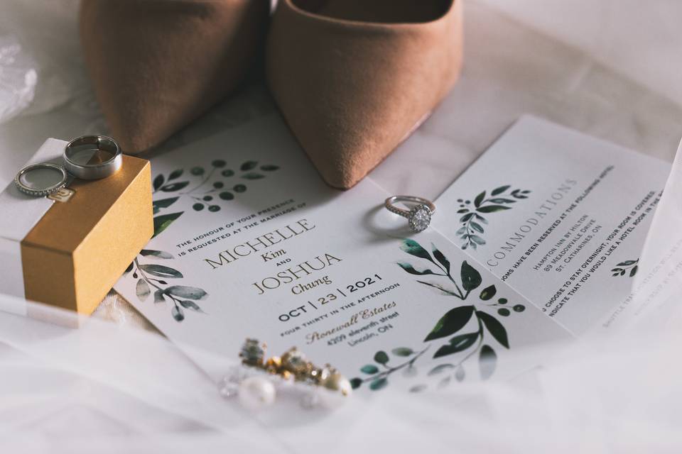 Wedding Rings and Invitation