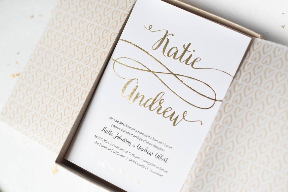 Katie & Andrew // gold foil