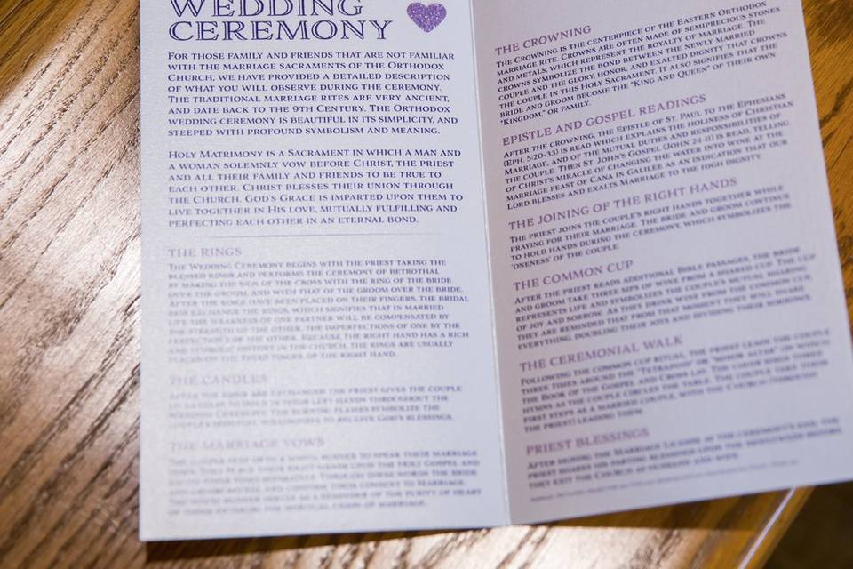 Designed Ceremony Program