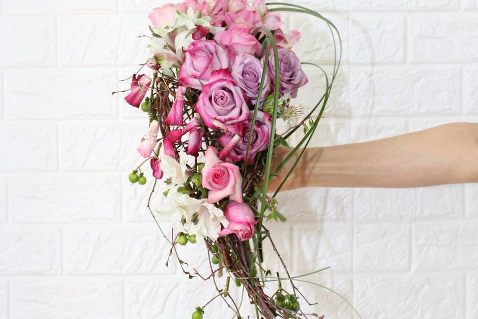 Bridal pink explosion bouquet