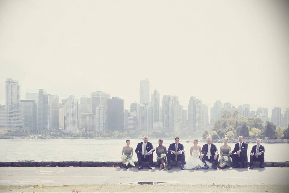 Bride, bridal party, groom