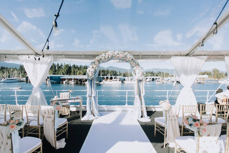 Ceremony on the pacific yacht