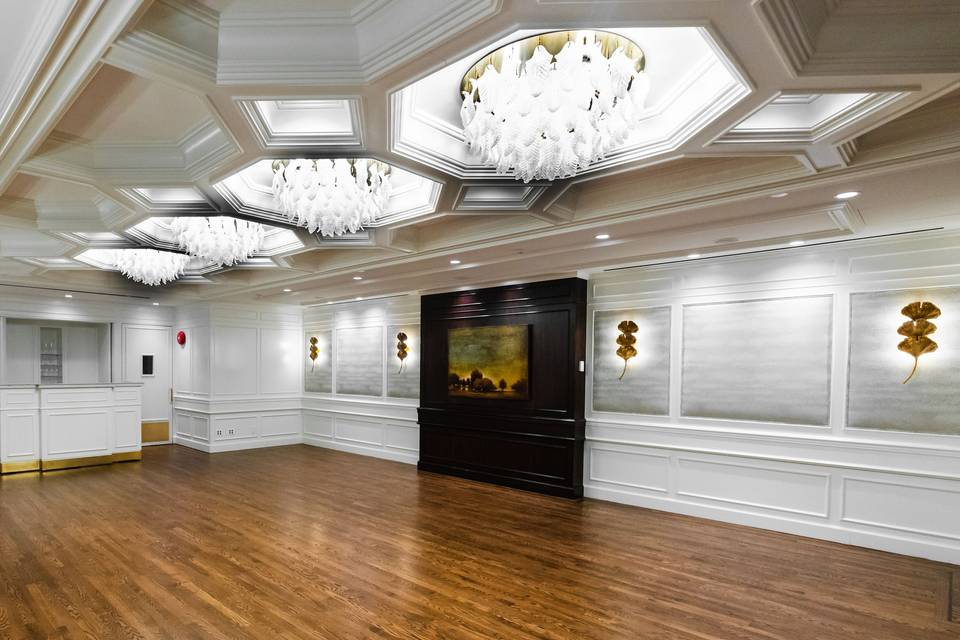 Wooden floors and chandeliers