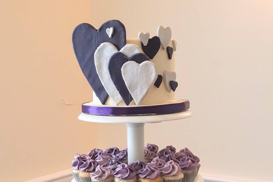 Puple and silver hearts
