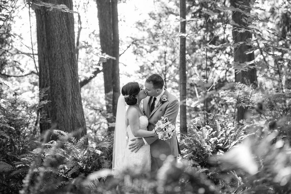 Forest bride and groom