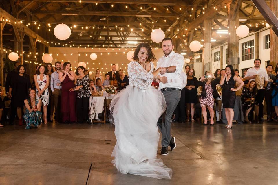 Couple dancing at wedding