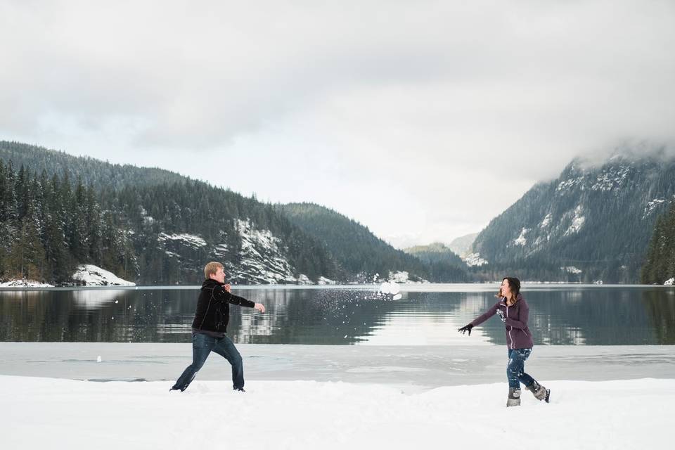 Snow fight engagement photo