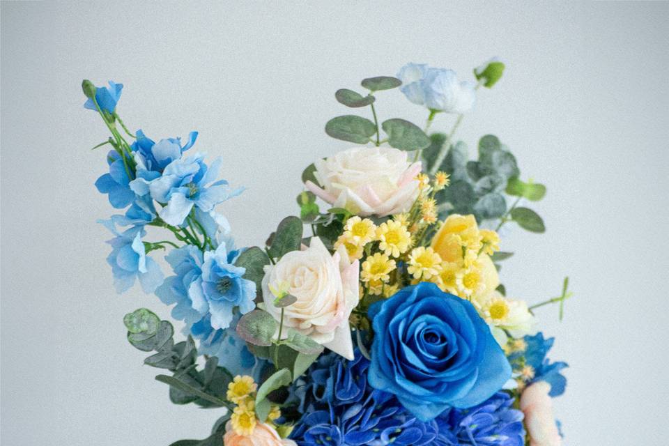 Blue bridesmaids bouquet