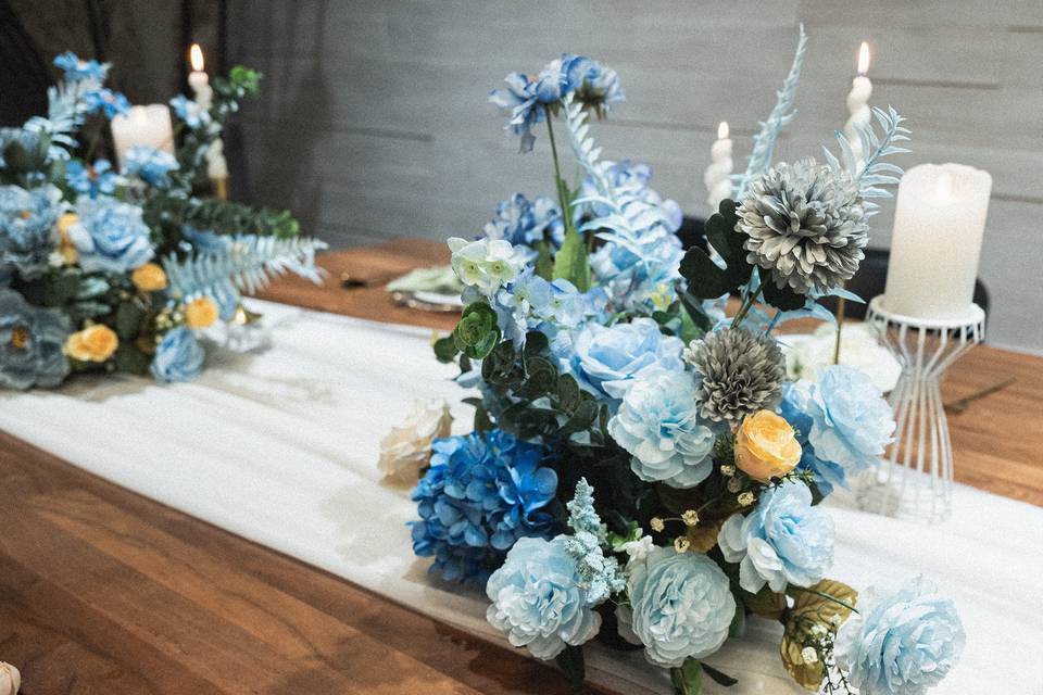 Sweetheart table set up close