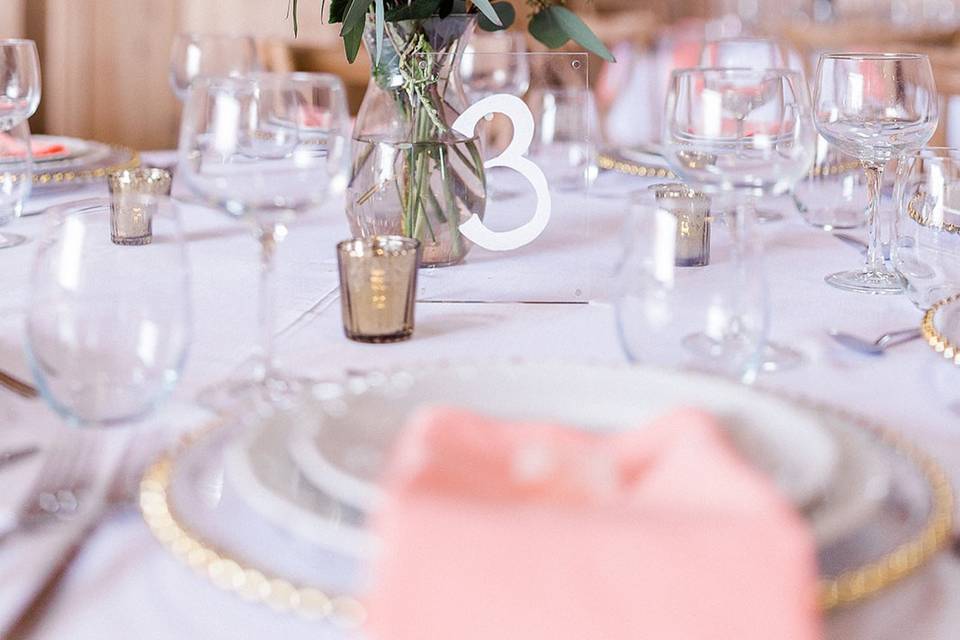 Inside of barn/head table