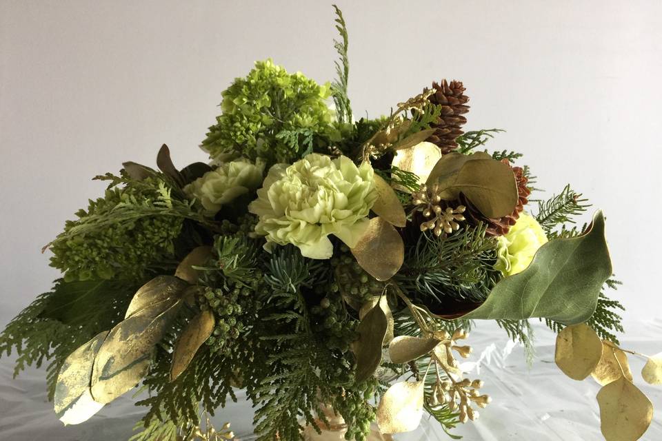 Elegant Gold & Greens Florals