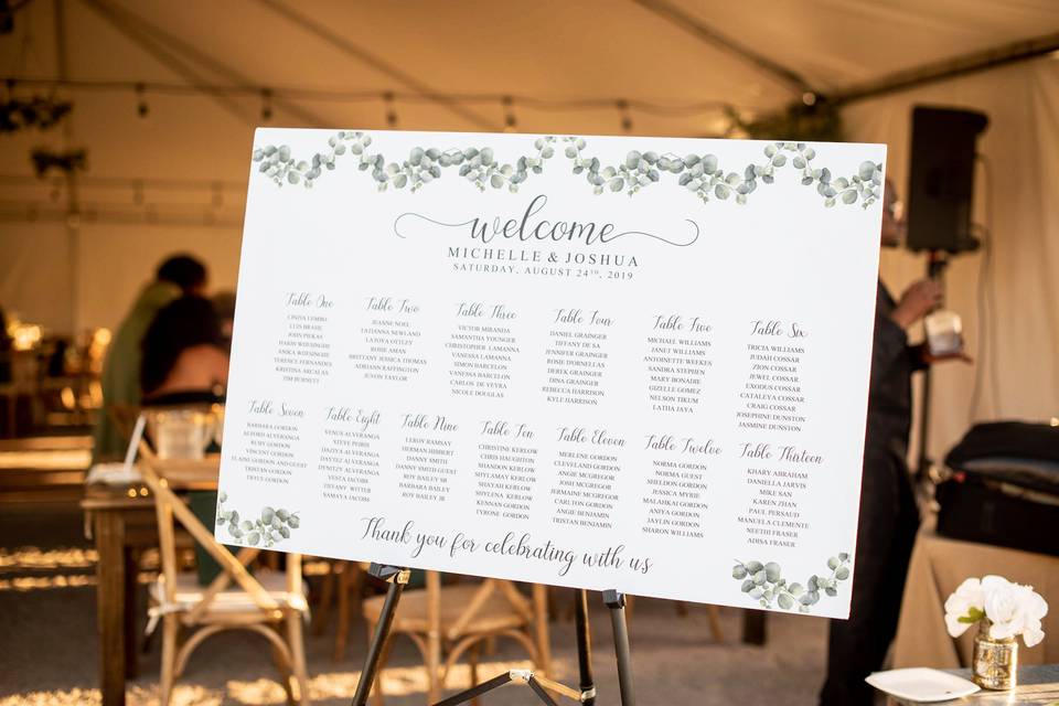 Wedding Guest Seating Chart