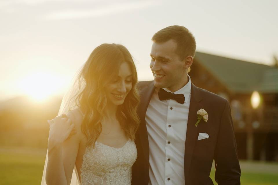 Sunset wedding couple