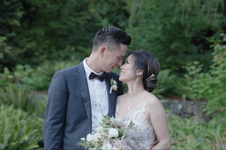 Wedding couple posing together