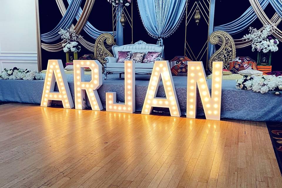 Marquee letters with lights