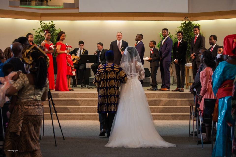 Bride walking down the isle