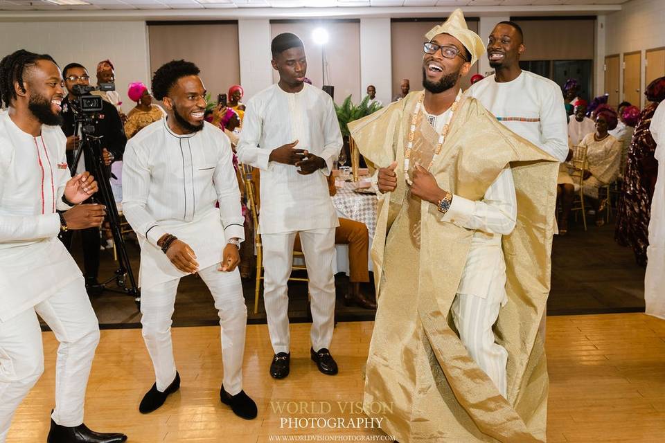 Groom with his friends dancing