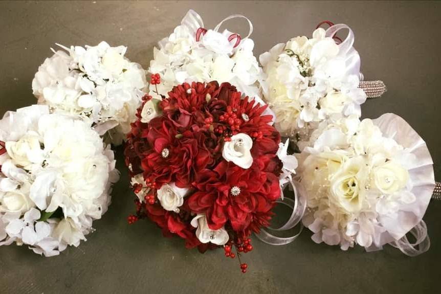 Bride and bridesmaid bouquets