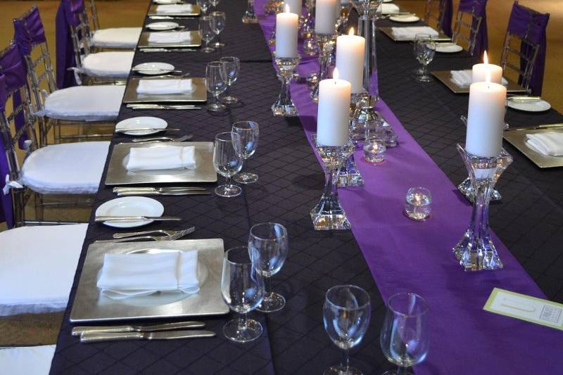 Tables with purple