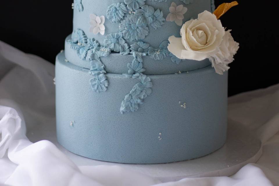 Blue Tiered Wedding Cake