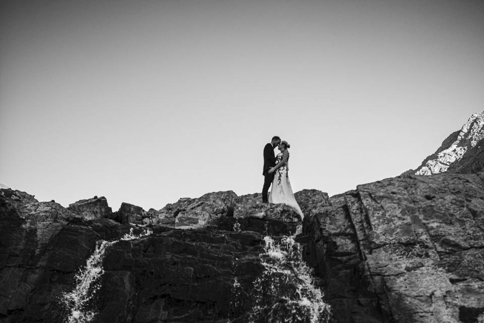Waterfall elopement portrait